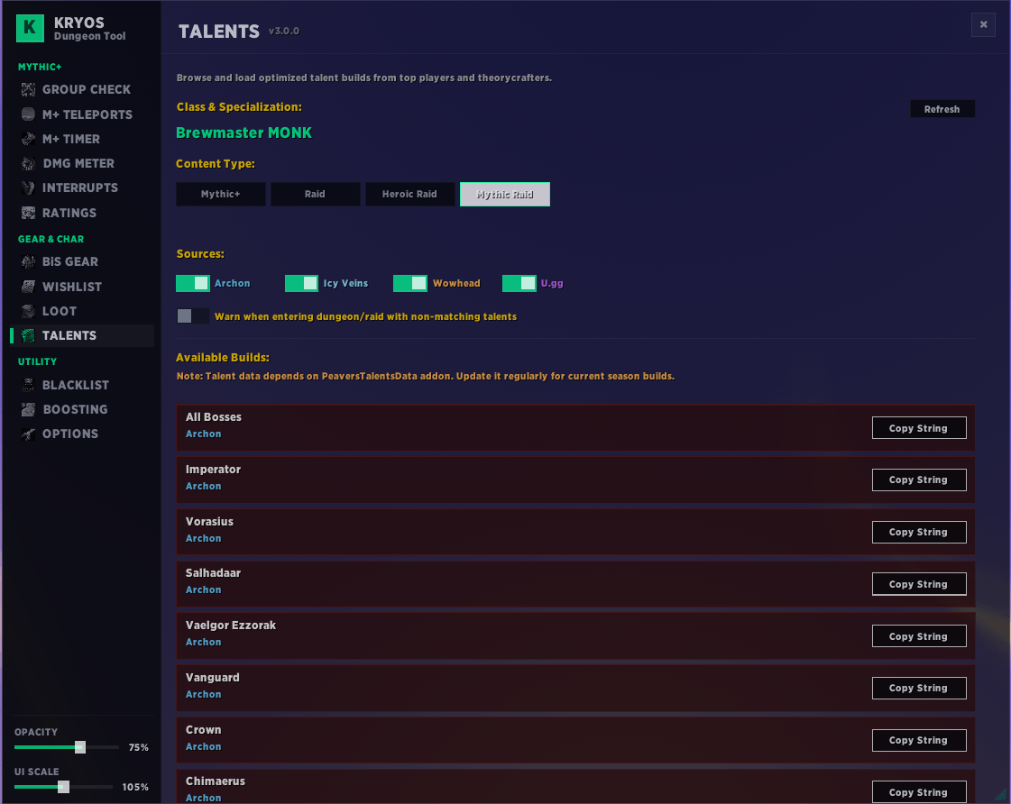 Import-ready talent builds